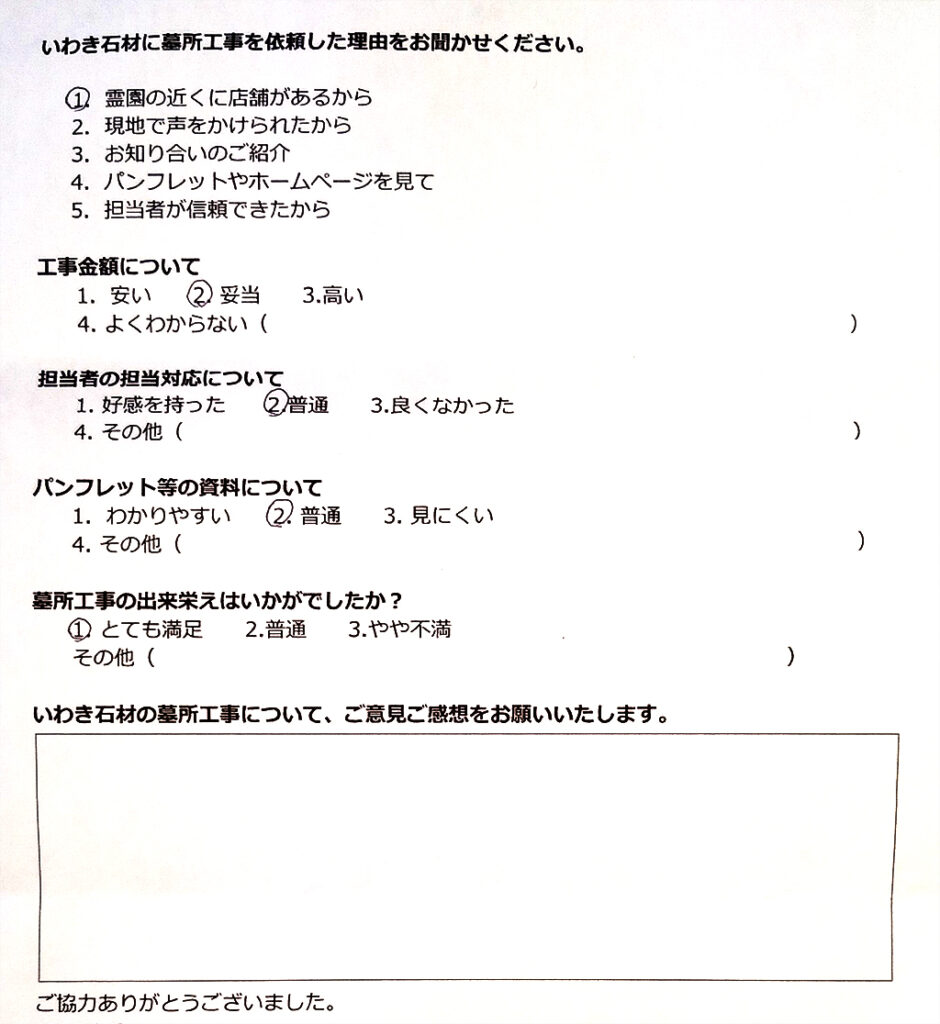 アンケート返信2023年07月町田市U様